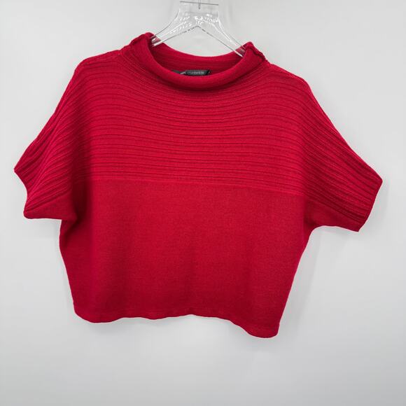 Elemente Clemente sweater S 100% virgin wool crop rolled collar rib knit top - Picture 8 of 9